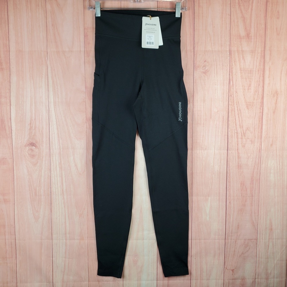 Houdini Adventure Tights Sz Medium Black Polyester Elastic Waist Pockets Pants